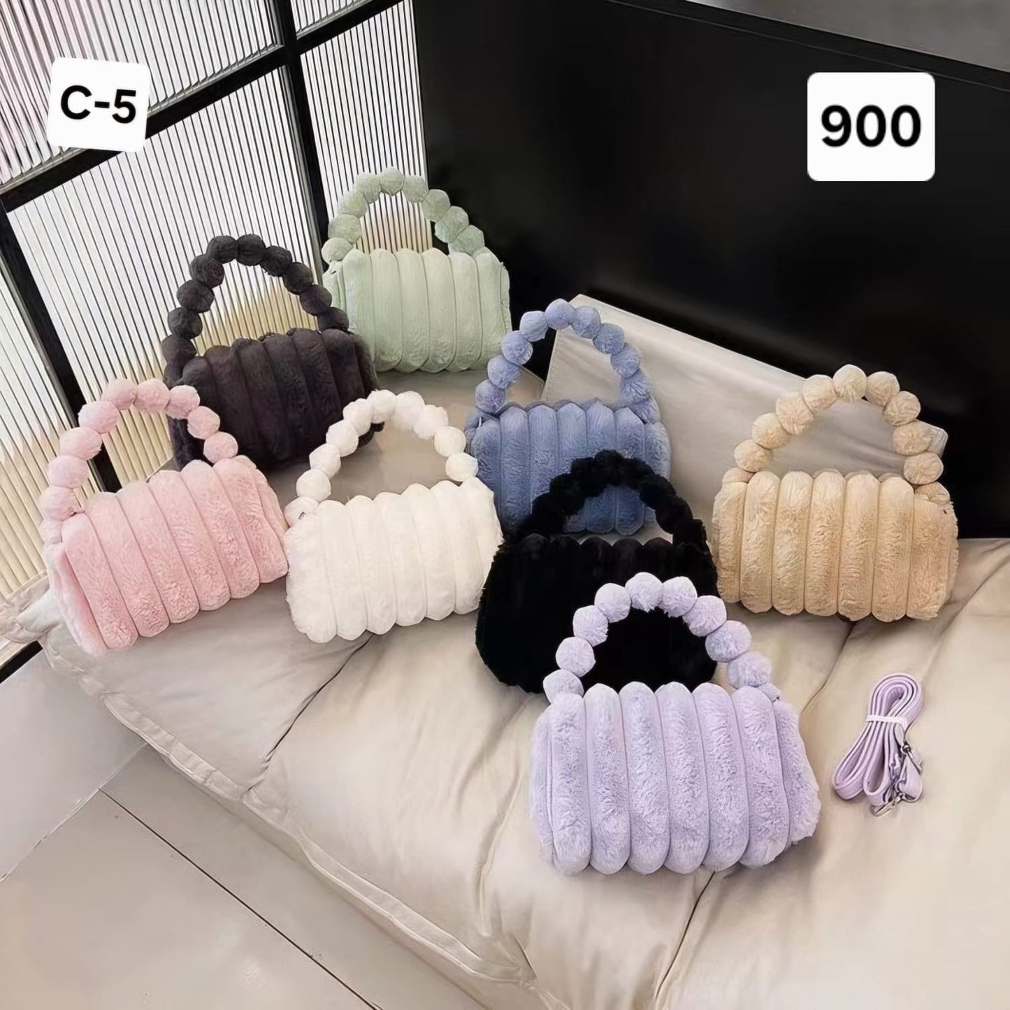 Furry shoulder bags